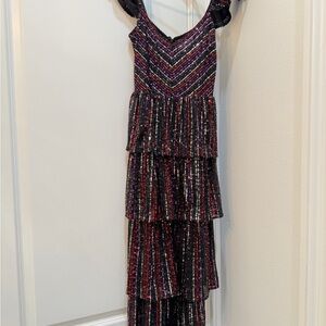 SAYLOR Multicolor sequin Tiered Maxi Dress
